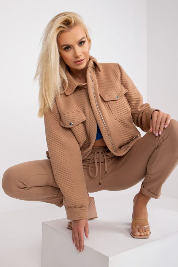 Brown Jacket in Women`s Coats, Jackets with Polyester