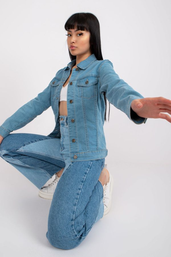 Blue Jacket in Women`s Coats, Jackets with Cotton and Spandex