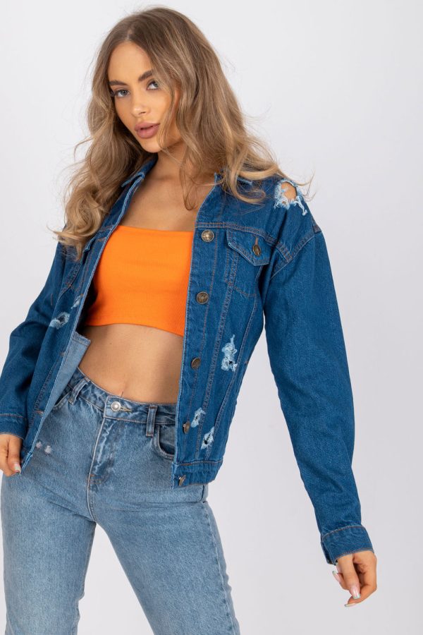 Blue Jacket in Women`s Coats, Jackets with Cotton and Spandex