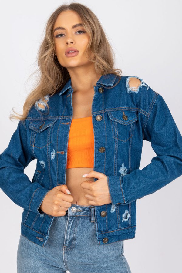Blue Jacket in Women`s Coats, Jackets with Cotton and Spandex