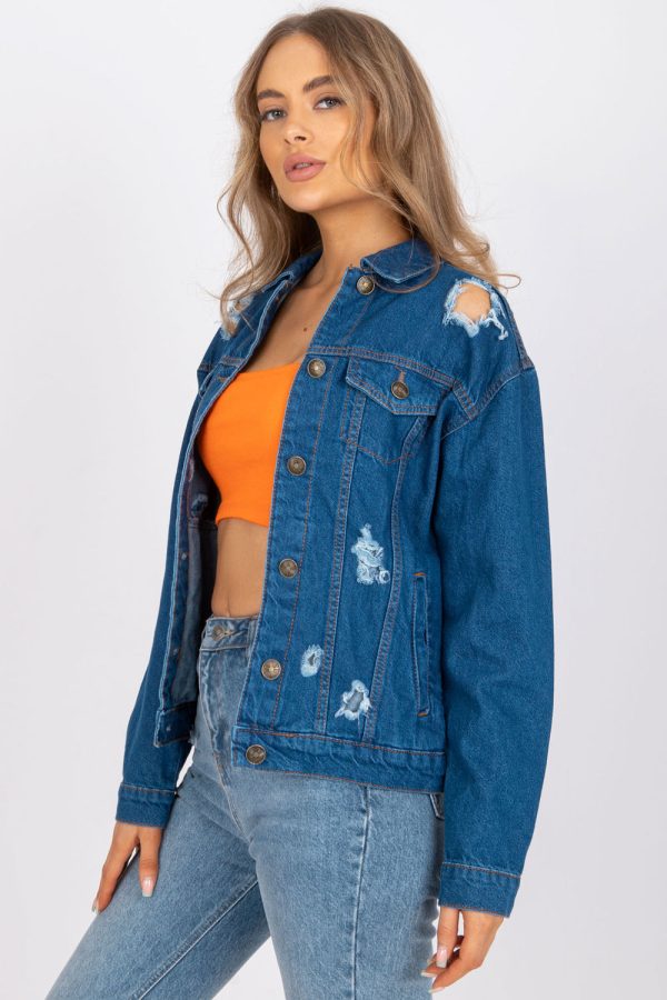 Blue Jacket in Women`s Coats, Jackets with Cotton and Spandex