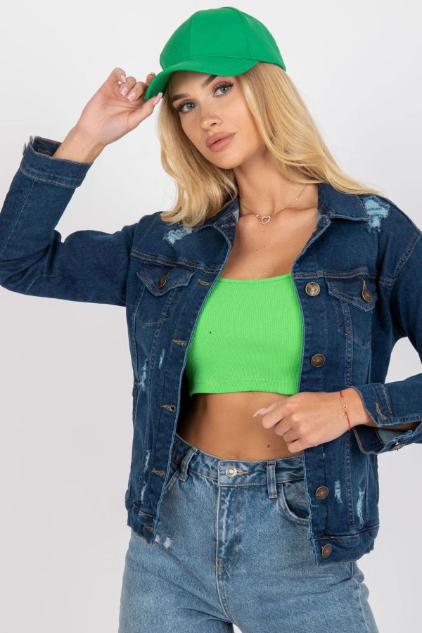 Blue Jacket in Women`s Coats, Jackets with Cotton and Spandex
