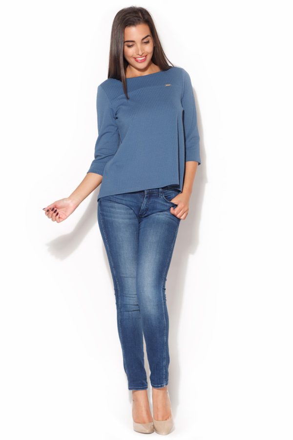 Blue Blouse in Women`s Blouses, Tunics with Spandex and Polyester