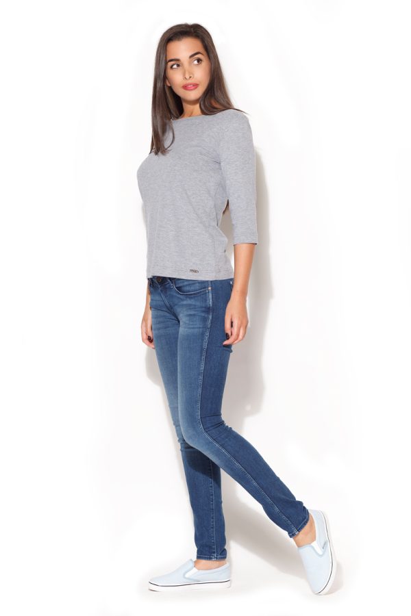 Grey Blouse in Women`s Blouses, Tunics with Cotton and Spandex