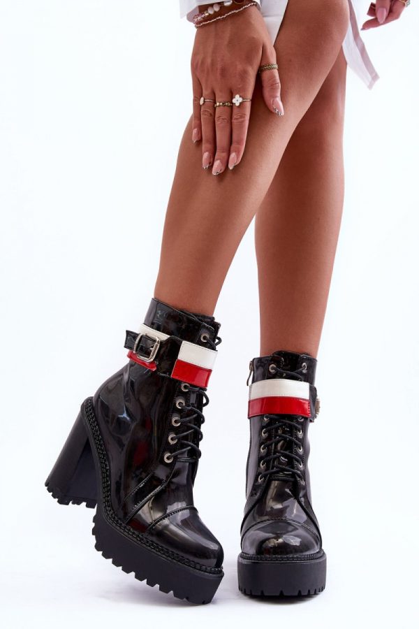 Black Heel Boots in Women`s Ankle Boots & Booties with Fabric, Footbed, Upper Height and Heel Height