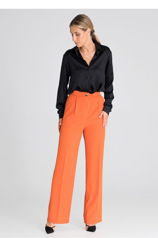 Orange Trousers in Casual Pants For Women with Polyester