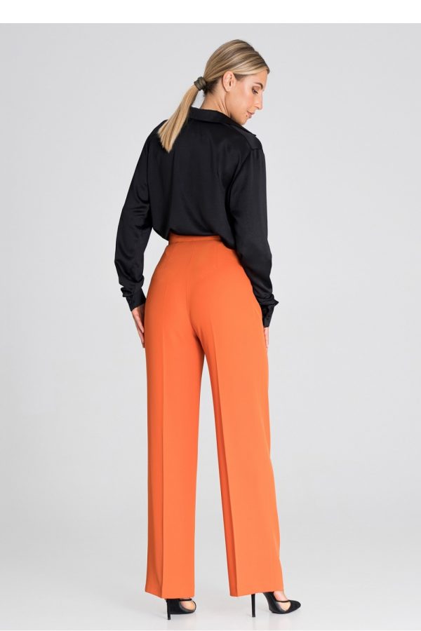 Orange Trousers in Casual Pants For Women with Polyester