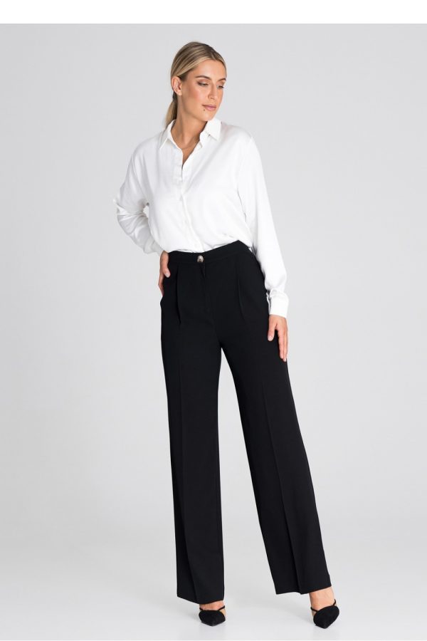 Black Trousers in Casual Pants For Women with Polyester