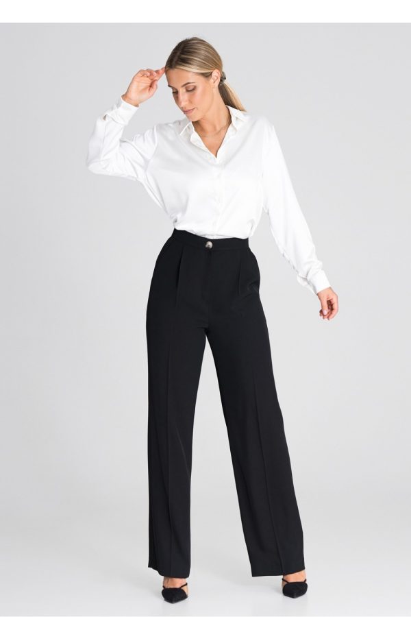 Black Trousers in Casual Pants For Women with Polyester
