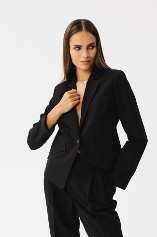 Black Jacket in Jackets, Vests For Women with Spandex, Polyester and Viscose