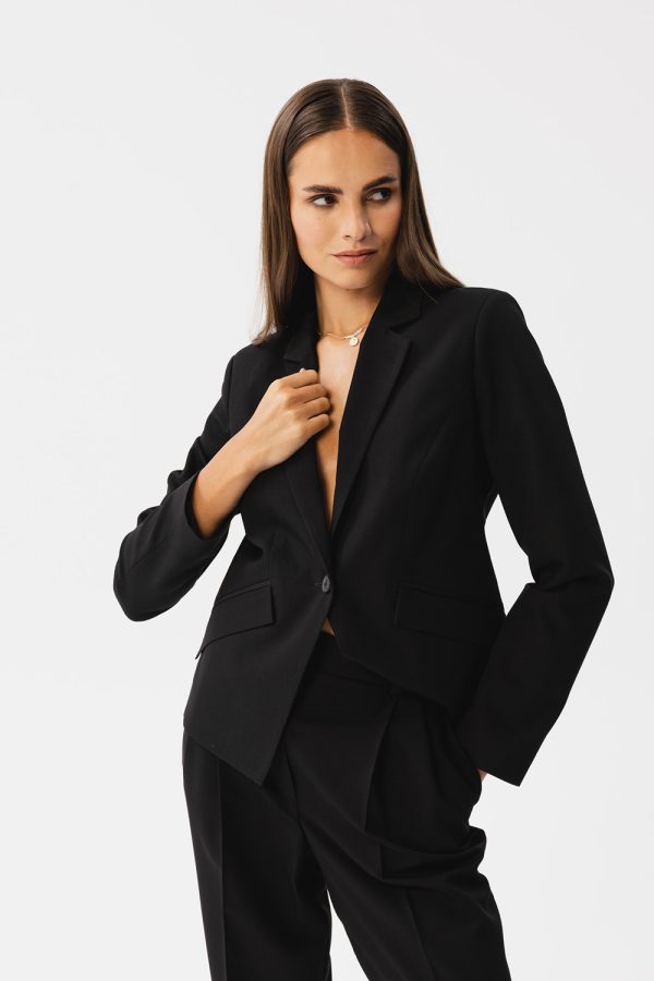 Black Jacket in Jackets, Vests For Women with Spandex, Polyester and Viscose