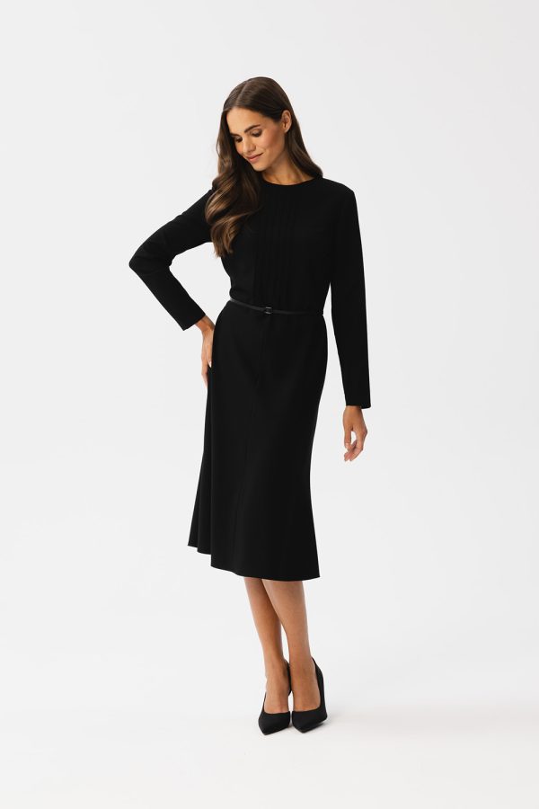 Black Daydress in Day Dresses with Spandex, Polyester and Viscose