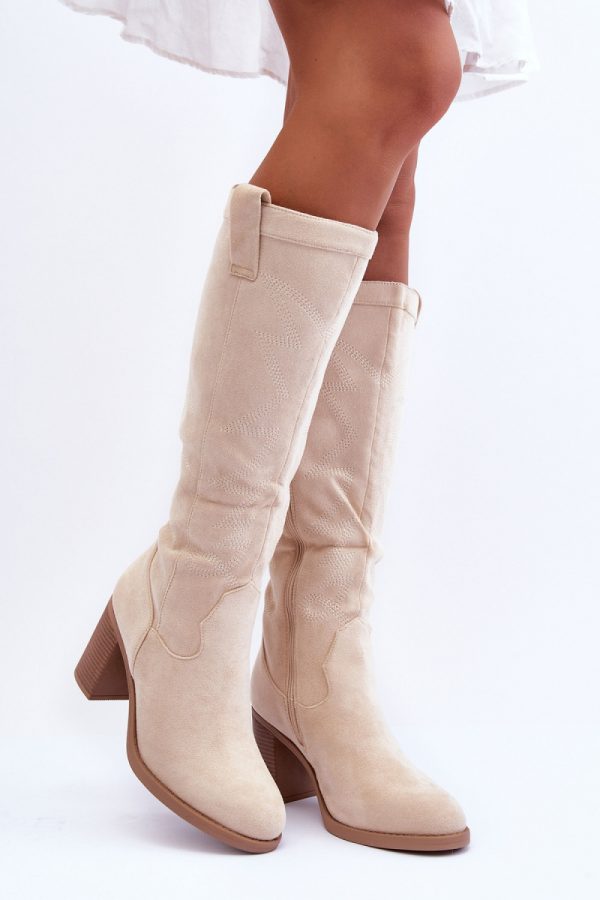 beige Heel boots model 185243 Step in style