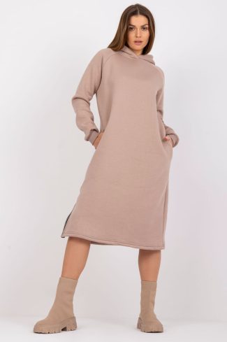 Beige Daydress in Day Dresses with Cotton and Spandex