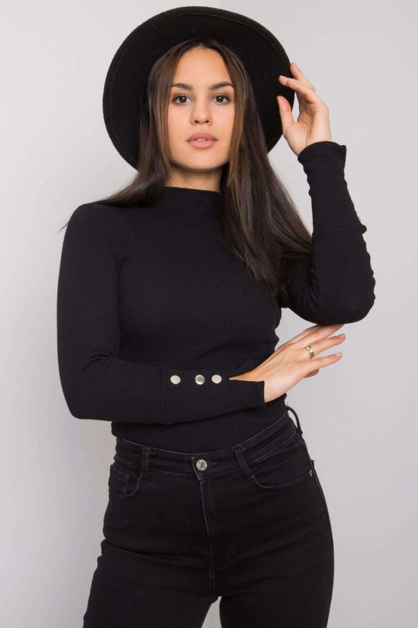 Black Blouse in Women`s Blouses, Tunics with Cotton and Spandex