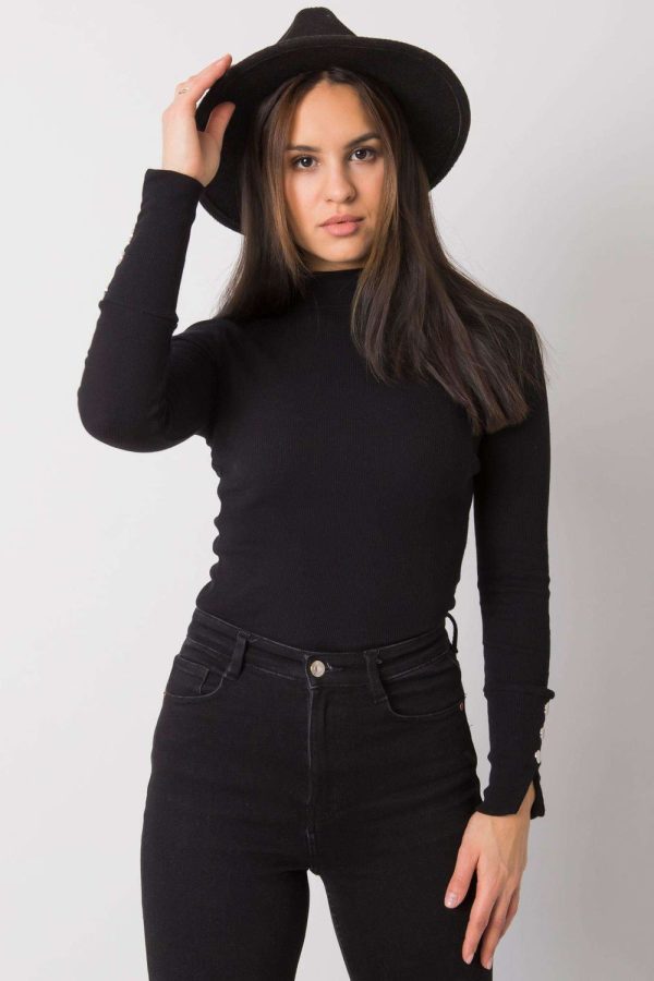 Black Blouse in Women`s Blouses, Tunics with Cotton and Spandex