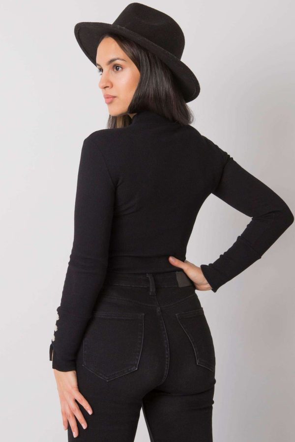 Black Blouse in Women`s Blouses, Tunics with Cotton and Spandex