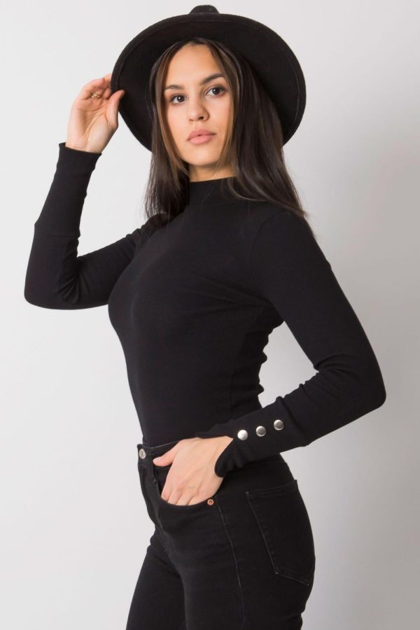Black Blouse in Women`s Blouses, Tunics with Cotton and Spandex