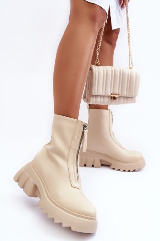 Beige Boots in Women`s Ankle Boots & Booties with Fabric, Warmers, Footbed, Upper Height, Heel Height and Platform Height