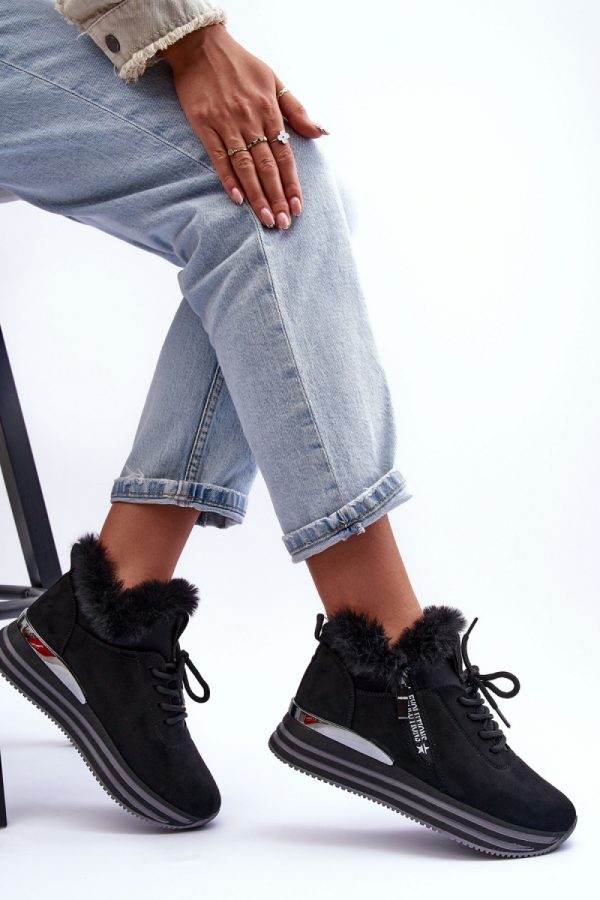 Black Sport Shoes in Women`s Athletic Shoes, Trainers, Sneakers with Fabric, Warmers, Footbed, Upper Height, Heel Height and Platform Height