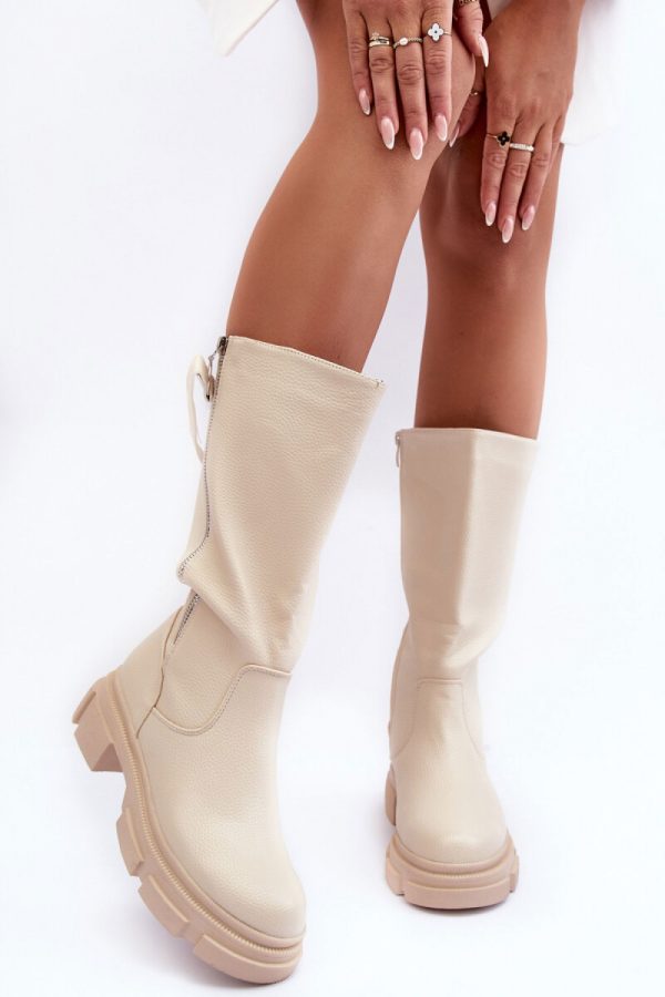 Beige Thigh-Hight Boots