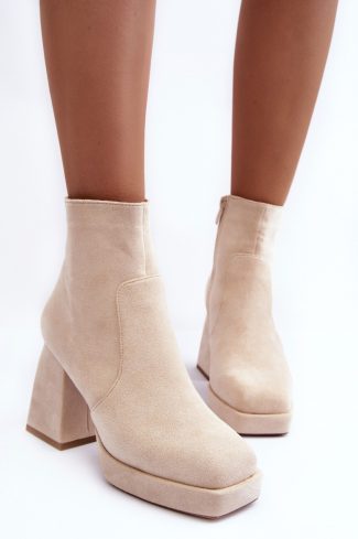 beige Heel boots model 186466 Step in style