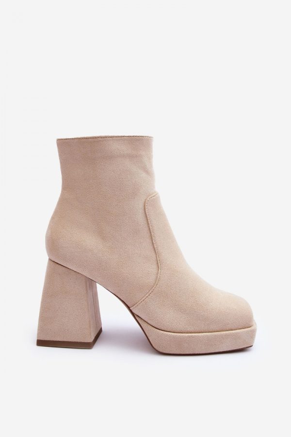 beige Heel boots model 186466 Step in style