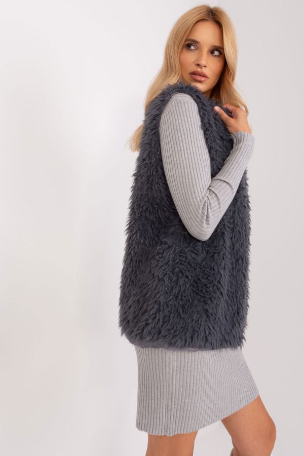 Grey Gilet in Women`s Coats, Jackets with Polyester