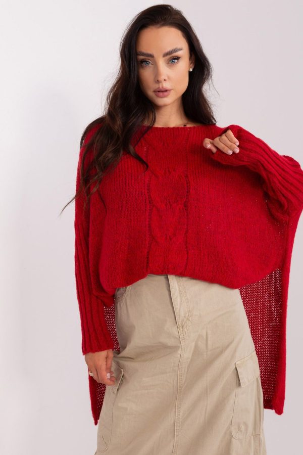 Red Jumper in Sweaters, Pullovers, Jumpers, Turtlenecks, Boleros, Shrugs with Acrylic, Polyamide, Viscose and Wool