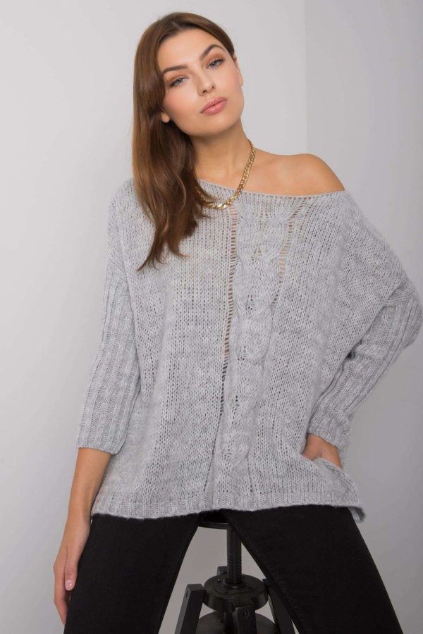 Grey Jumper in Sweaters, Pullovers, Jumpers, Turtlenecks, Boleros, Shrugs with Acrylic, Polyamide, Viscose and Wool