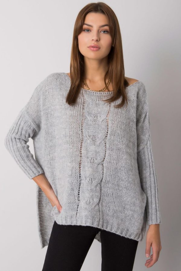 Grey Jumper in Sweaters, Pullovers, Jumpers, Turtlenecks, Boleros, Shrugs with Acrylic, Polyamide, Viscose and Wool