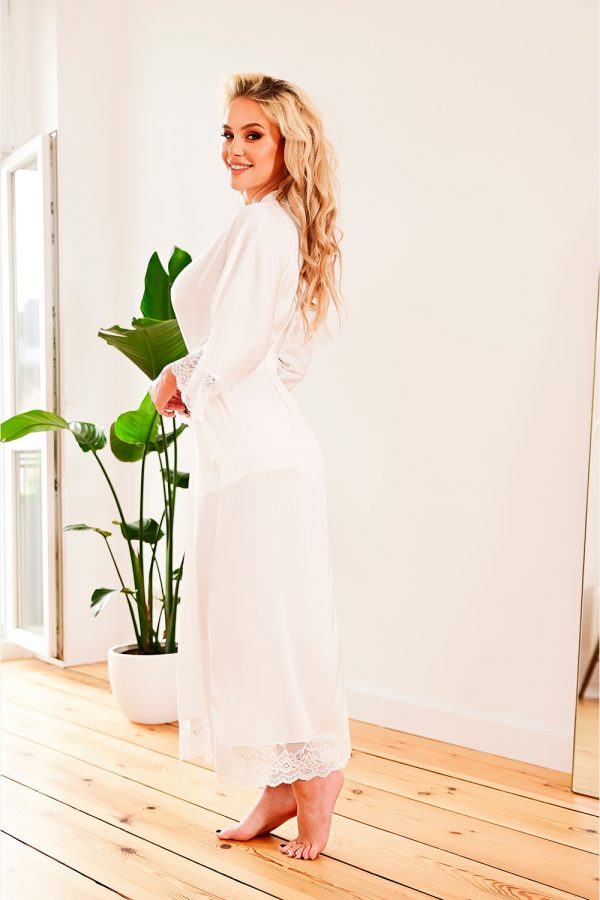Beige Long Bathrobe in Dressing Gowns, Bathrobes For Women with Spandex and Polyester
