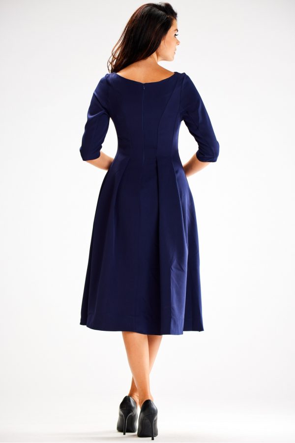 Navy Blue Daydress in Day Dresses with Spandex, Polyester and Viscose