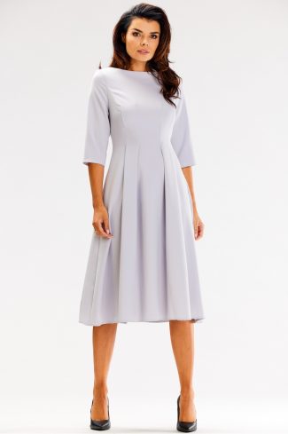 Grey Daydress in Day Dresses with Spandex, Polyester and Viscose