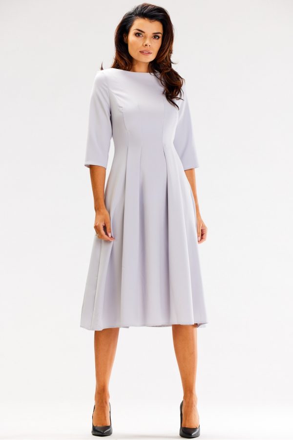 Grey Daydress in Day Dresses with Spandex, Polyester and Viscose
