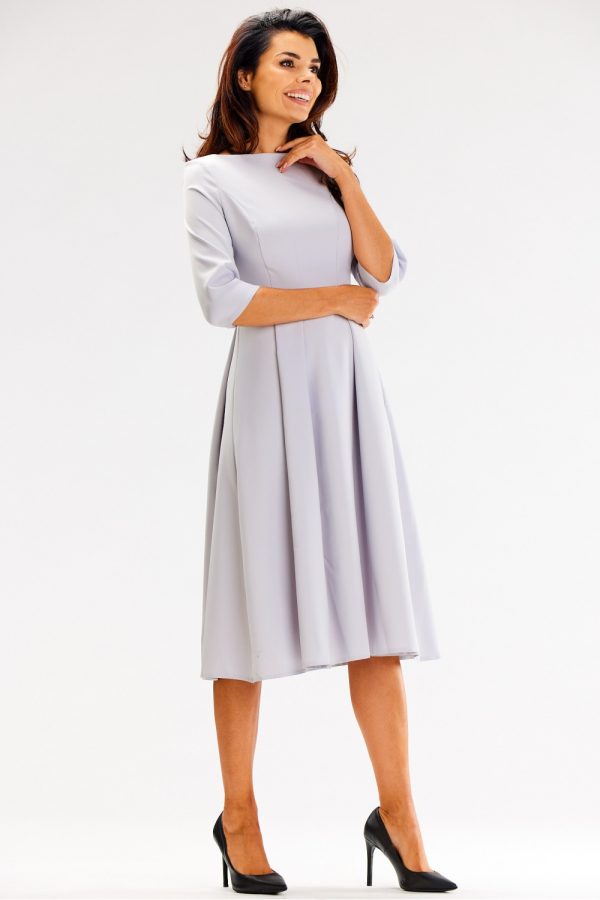 Grey Daydress in Day Dresses with Spandex, Polyester and Viscose