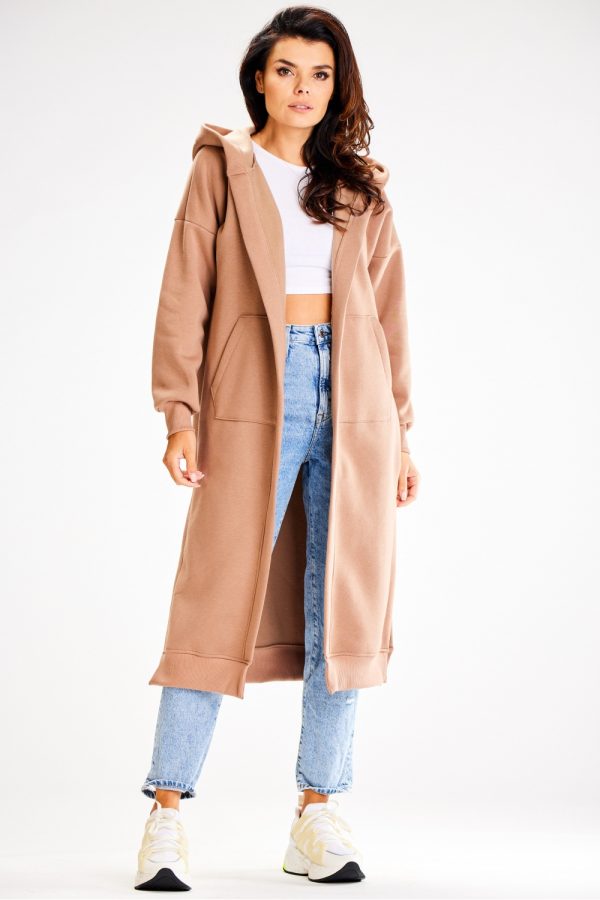 Beige Sweatshirt in Sweatshirts For Women with Cotton and Spandex