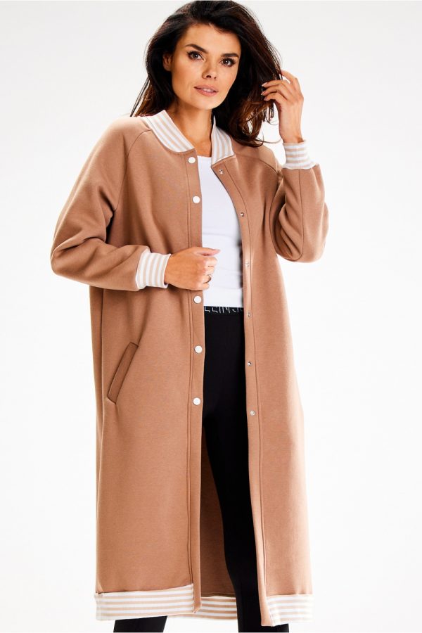 Beige Sweatshirt in Sweatshirts For Women with Cotton and Spandex