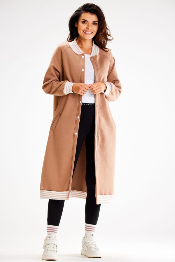 Beige Sweatshirt in Sweatshirts For Women with Cotton and Spandex