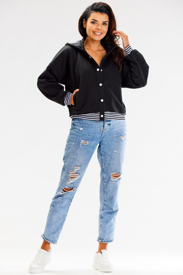 Black Sweatshirt in Sweatshirts For Women with Cotton and Spandex