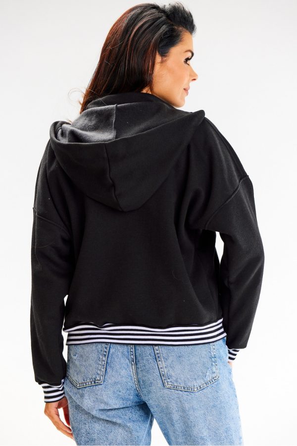 Black Sweatshirt in Sweatshirts For Women with Cotton and Spandex