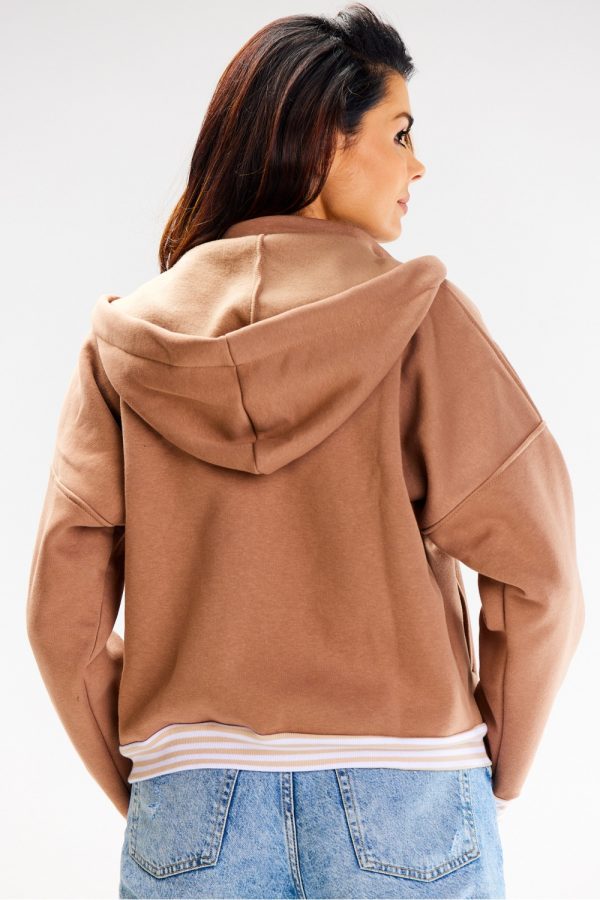 Beige Sweatshirt in Sweatshirts For Women with Cotton and Spandex
