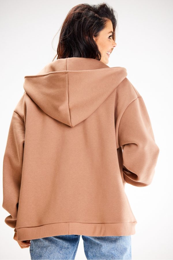 Beige Sweatshirt in Sweatshirts For Women with Cotton and Spandex