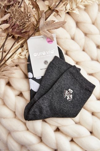 Grey Socks in Hosiery, Legwear, Stockings And Tights For Women with Cotton, Spandex and Polyamide