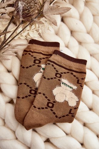 Brown Socks in Hosiery, Legwear, Stockings And Tights For Women with Cotton, Spandex and Polyamide