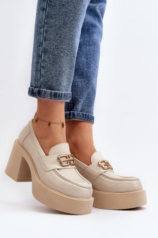 Beige Heeled Low Shoes in Women`s Ankle Boots & Booties with Fabric, Footbed, Upper Height, Heel Height and Platform Height