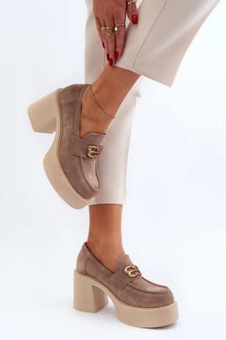 Beige Heeled Low Shoes in Women`s Ankle Boots & Booties with Fabric, Footbed, Upper Height, Heel Height and Platform Height