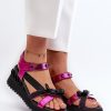 Pink Buskin in Sandals & Flip-Flops For Women with Fabric, Footbed, Heel Height and Platform Height