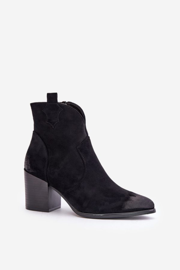 Black Heel Boots in Women`s Ankle Boots & Booties with Fabric, Warmers, Footbed, Upper Height and Heel Height