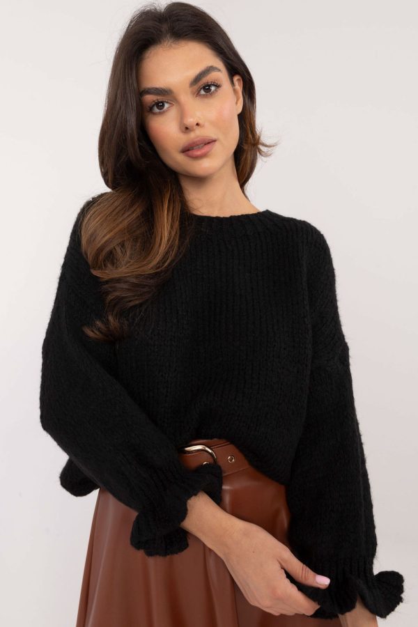 Black Jumper in Sweaters, Pullovers, Jumpers, Turtlenecks, Boleros, Shrugs with Acrylic, Lana, Polyamide and Viscose